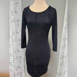 NWT Lily rose Bodycon Stretchy black on black Embossed print mini dress SZ  Jr M
